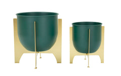Porte-vase Green Shet ensemble 2 pcs métal doré et vert