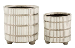 Ensemble de deux vases en céramique décorés argenté