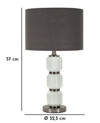 Lámpara de mesa Bright Three Cristal Blanco pantalla Terciopelo Gris