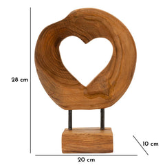 Escultura de teca con apertura de corazón