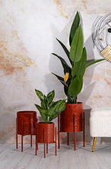 Florero decorativo conjunto de 3 piezas metal colorido