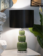 Lámpara de Mesa Eva Vidrio Verde y Terciopelo Negro