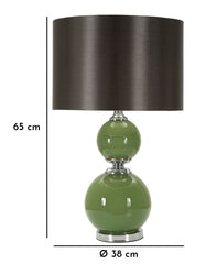 Lámpara de Mesa Eva Cristal Verde y Terciopelo Negro
