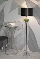 Lampe sur pied Eva Abat-jour Velours Noir base en verre vert