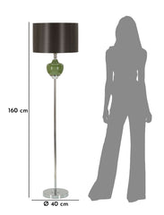 Lampe sur pied Eva Abat-jour Velours Noir base en verre vert