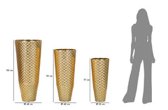 Juego de 3 jarrones geométricos dorados