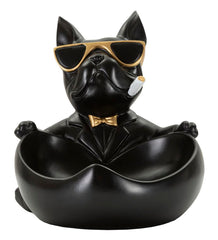 Estatua de perro con portalápices Negro dorado