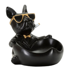 Estatua de perro con portalápices Negro dorado