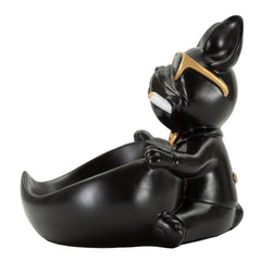 Estatua de perro con portalápices Negro dorado