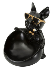 Estatua de perro con portalápices Negro dorado