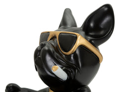 Estatua de perro con portalápices Negro dorado