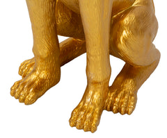 Estatua de perro pitbull dorada con bandeja para objetos