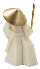 Estatua de samurái Quarzy sombrero dorado y espada