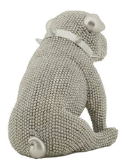 Estatua Bulldog Sentado Diamantes y Collar Plateado