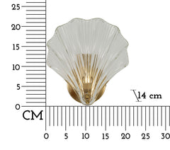 Aplique de pared de cristal y metal dorado con forma de concha