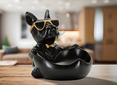 Estatua de perro con portalápices Negro dorado