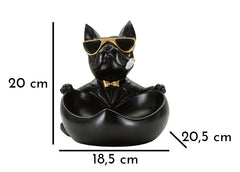 Estatua de perro con portalápices Negro dorado