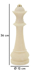 Statuette Reine d'échecs claire avec détails dorés
