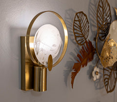 Aplique de pared metal dorado cristal ahumado diseño geométrico