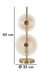 Lámpara de mesa Venice metal dorado pantalla de cristal decoraciones en relieve