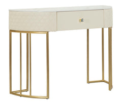 Console murale simili cuir matelassé pieds dorés