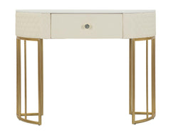 Console murale simili cuir matelassé pieds dorés