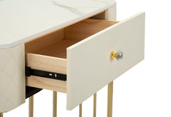 Console murale simili cuir matelassé pieds dorés