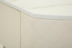 Console murale simili cuir matelassé pieds dorés