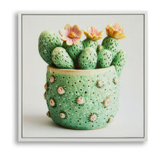 LACQUERED CANVAS PRINT WITH FRAME CACTUS JAR -H- CM 40X2,8X40