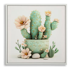 LACQUERED CANVAS PRINT WITH FRAME CACTUS JAR -D- CM 40X2,8X40