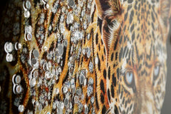 PAINTING ON CANVAS LACQUERED JAGUAR WITH FRAME -A- CM 82X4X82