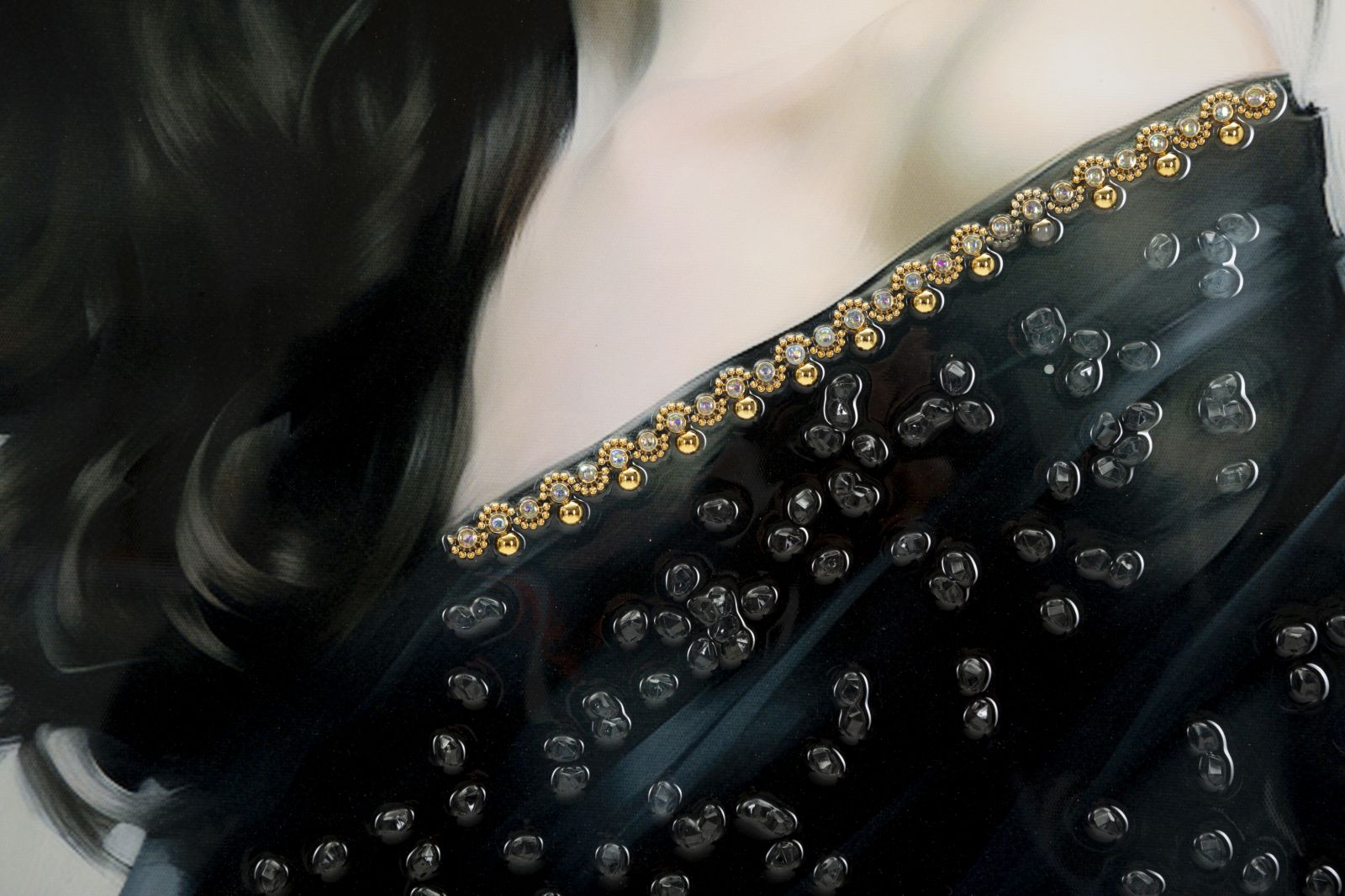 PAINTING ON CANVAS LACQUERED DORI WITH FRAME -A- CM 62X4X92