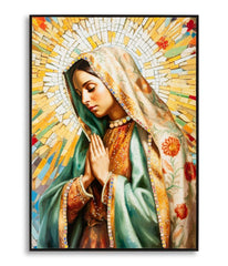 PAINTING ON CANVAS LACQUERED MADONNA -A- WITH FRAME CM 72X4X102