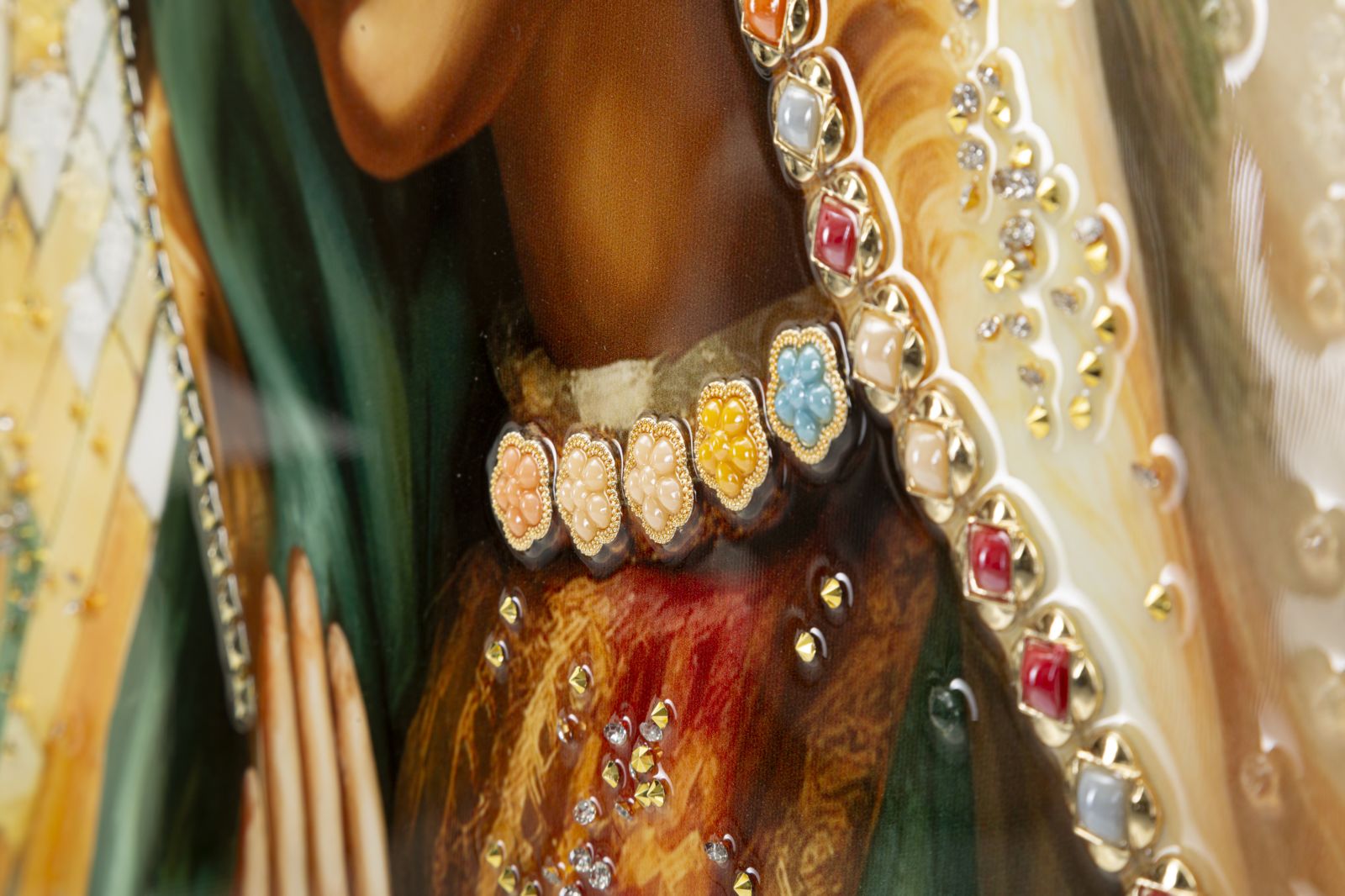 PAINTING ON CANVAS LACQUERED MADONNA -A- WITH FRAME CM 72X4X102