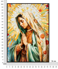 PAINTING ON CANVAS LACQUERED MADONNA -A- WITH FRAME CM 72X4X102