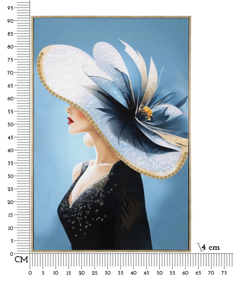 PAINTING ON CANVAS LACQUERED COLOUR WITH FRAME -B- CM 62X4X92