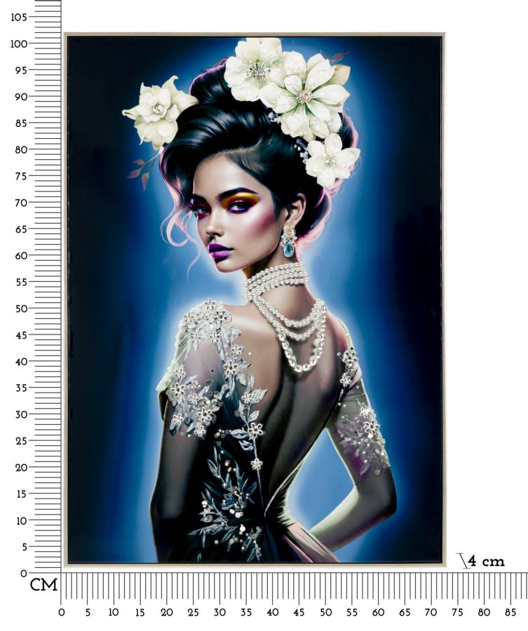 PAINTING ON CANVAS LACQUERED ISABEL WITH FRAME -B- CM 72X4X102