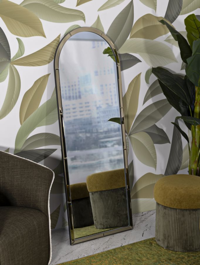 BAKU GOLD WALL MIRROR CM 55X2X150 ( INSIDE MIRROR SIZE  CM 49X144)