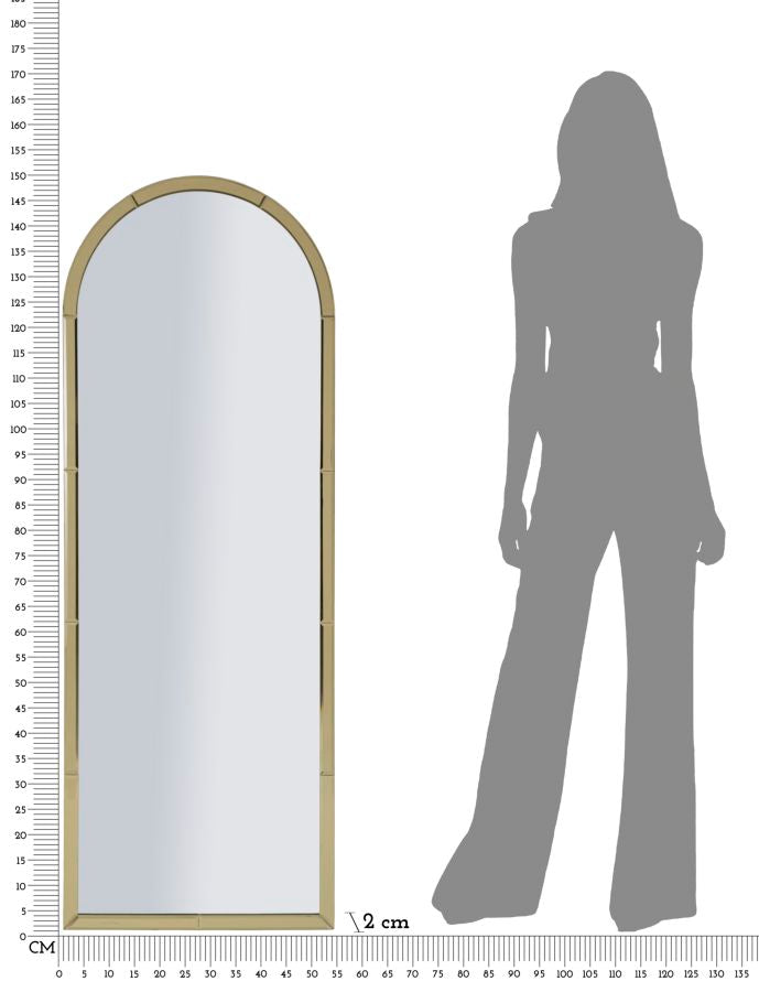 BAKU GOLD WALL MIRROR CM 55X2X150 ( INSIDE MIRROR SIZE  CM 49X144)