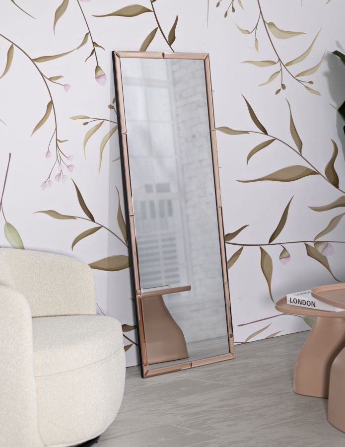 WALL MIRROR BERLIN PINK CM 55X2X150 ( INSIDE MIRROR SIZE CM 49X143,5)
