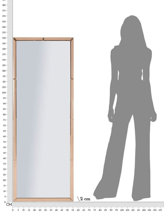 WALL MIRROR BERLIN PINK CM 55X2X150 ( INSIDE MIRROR SIZE CM 49X143,5)