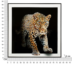 PAINTING ON CANVAS LACQUERED JAGUAR WITH FRAME -A- CM 82X4X82