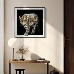 PAINTING ON CANVAS LACQUERED JAGUAR WITH FRAME -B- CM 82X4X82