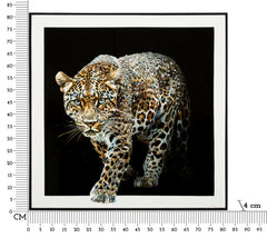 PAINTING ON CANVAS LACQUERED JAGUAR WITH FRAME -B- CM 82X4X82
