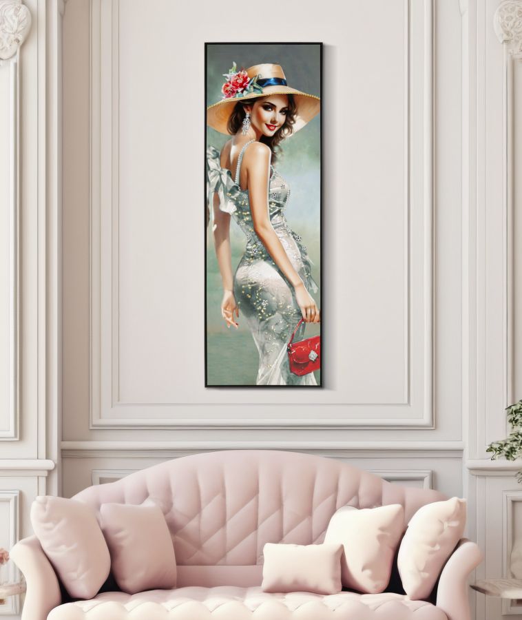 ELEGANT LACQUERED CANVAS WITH FRAME -H- CM 52X4,5X152