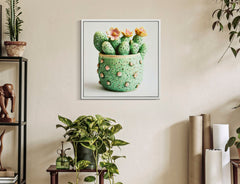 LACQUERED CANVAS PRINT WITH FRAME CACTUS JAR -H- CM 40X2,8X40