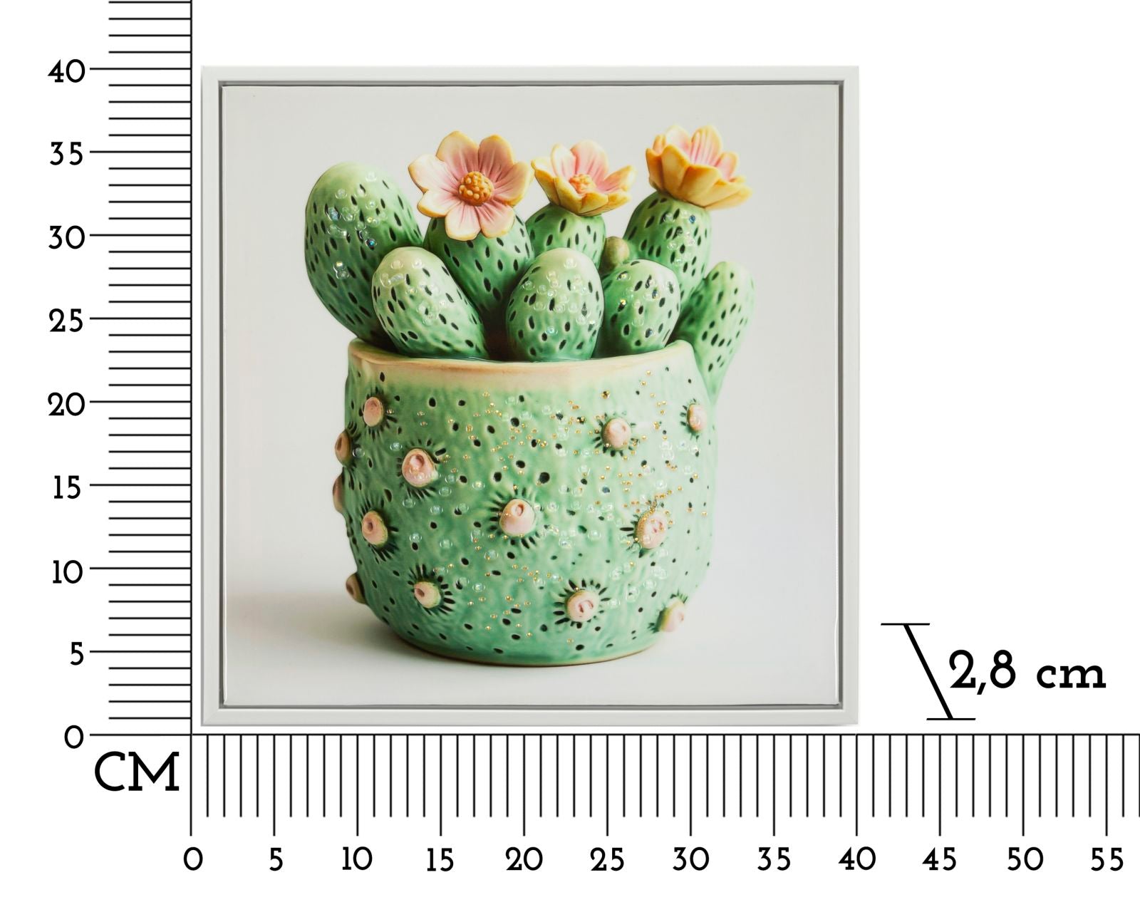 LACQUERED CANVAS PRINT WITH FRAME CACTUS JAR -H- CM 40X2,8X40
