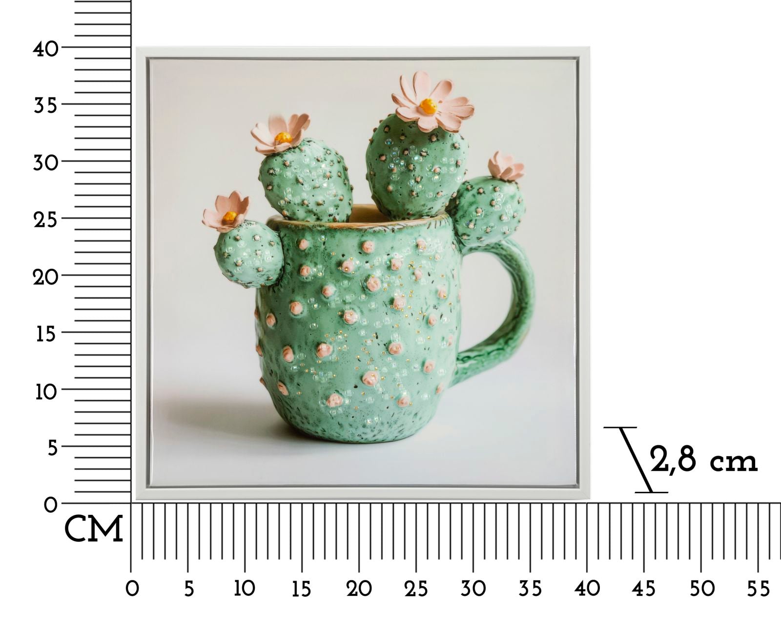 LACQUERED CANVAS PRINT WITH FRAME CACTUS JAR -C- CM 40X2,8X40