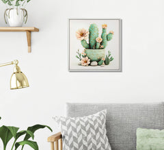 LACQUERED CANVAS PRINT WITH FRAME CACTUS JAR -D- CM 40X2,8X40