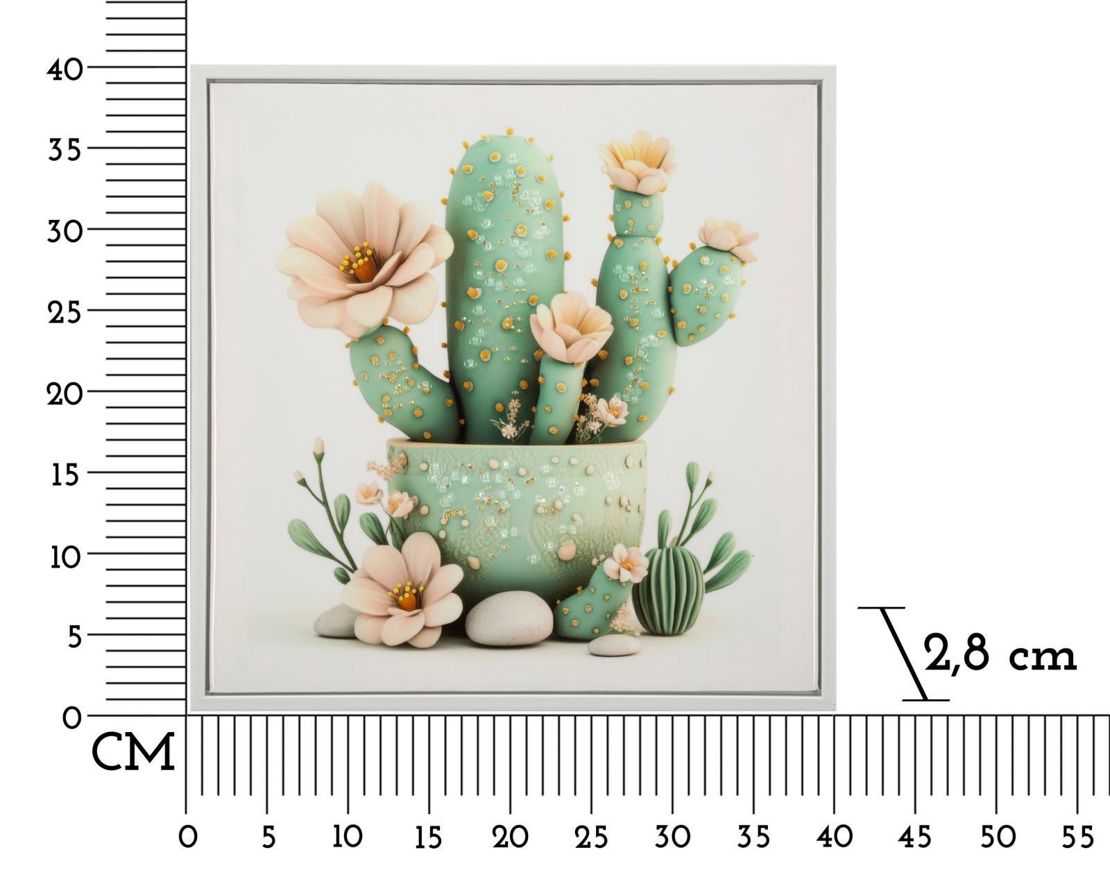 LACQUERED CANVAS PRINT WITH FRAME CACTUS JAR -D- CM 40X2,8X40